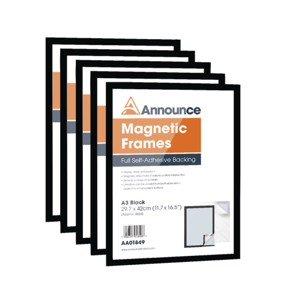 Announce Magnetic Frame A3 Black (5 Pack) AA01850