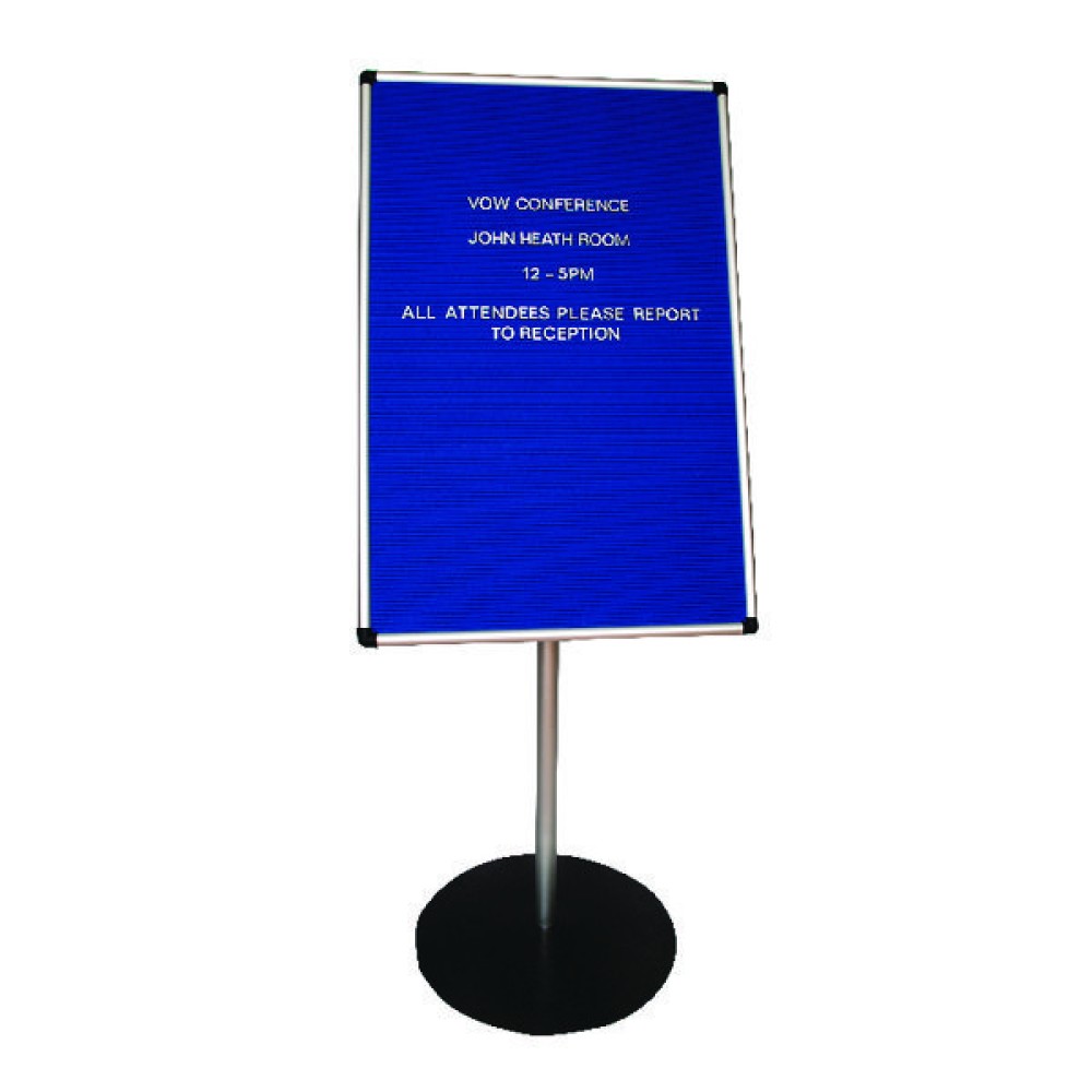 Announce Groove Letter Board with 1100mm Stand 900x600mm Blue AA847001
