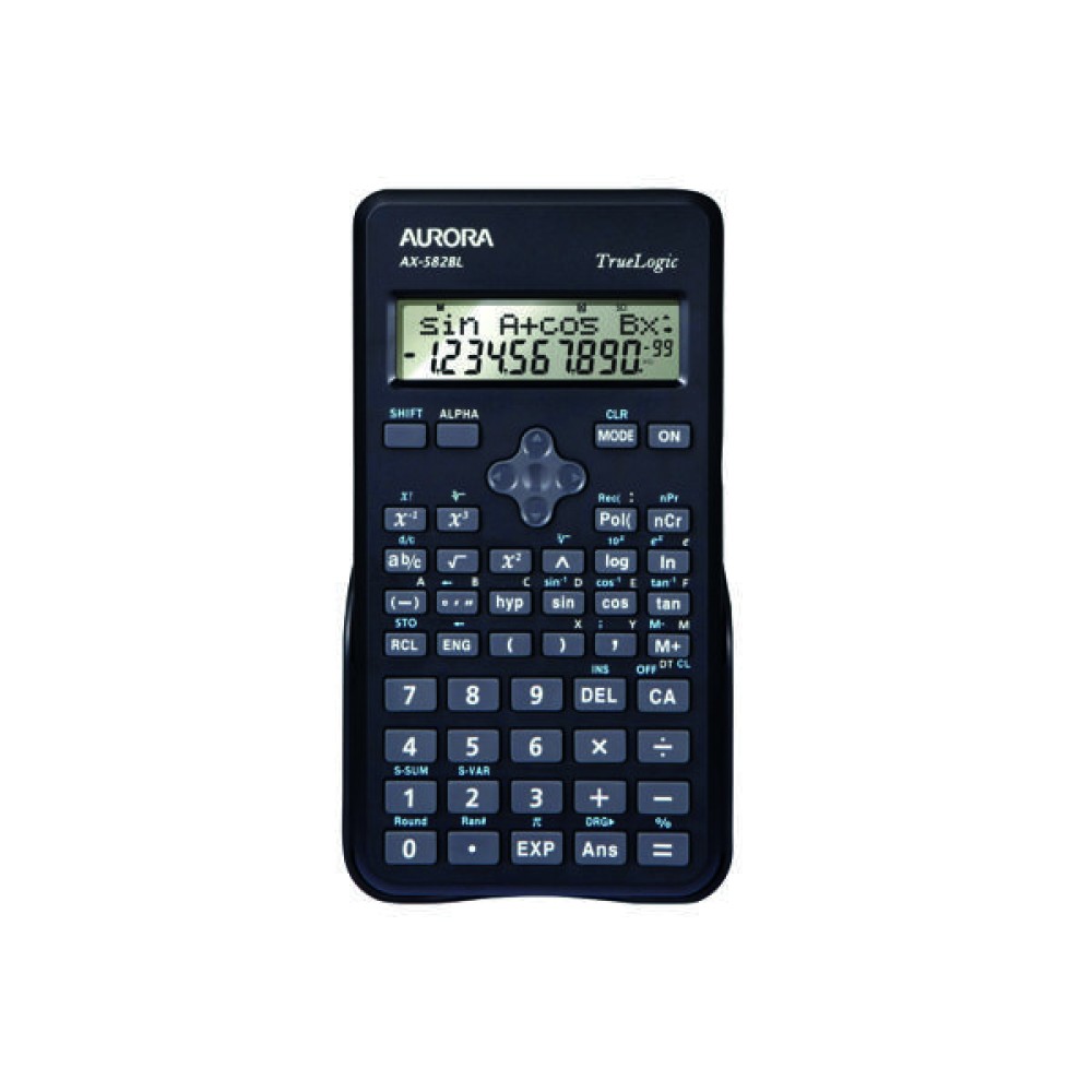 Aurora Black 2-Line Scientific Calculator AX582BL