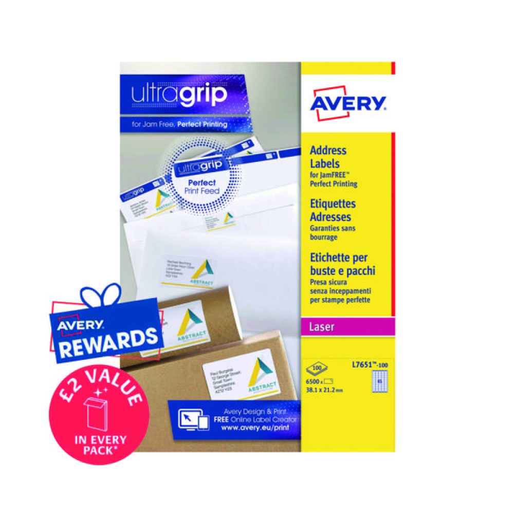 Avery Laser Labels 38.1x21.2 (100 Pack) L7651H