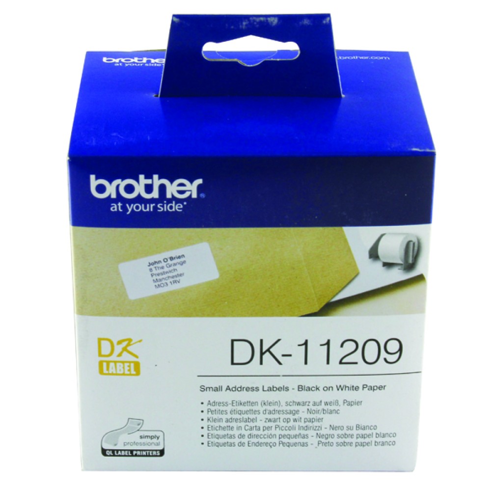 Brother Black on White Paper Small Address Labels (800 Pack) DK11209
