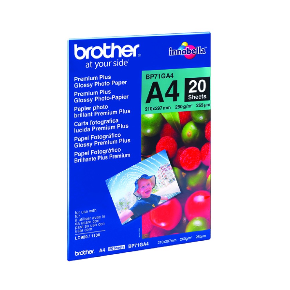 Brother BP71 Photo Paper Gloss A4 (20 Pack) BP71GA4
