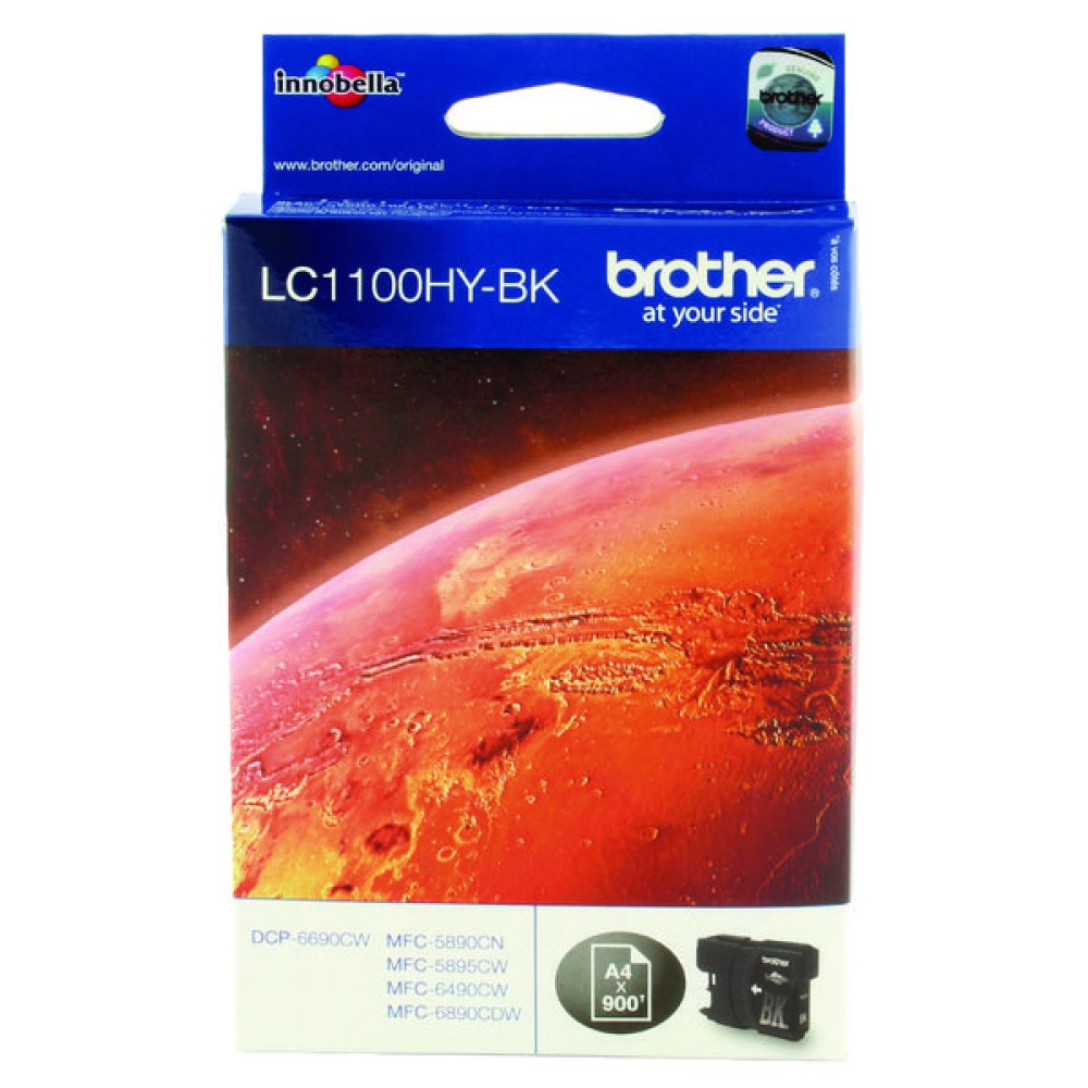 Brother LC-1100 Black High Yield Inkjet Cartridge LC1100HYBK