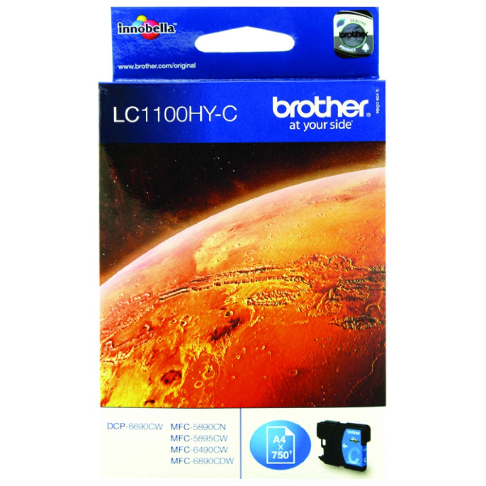 Brother LC-1100 Cyan High Yield Inkjet Cartridge LC1100HYC