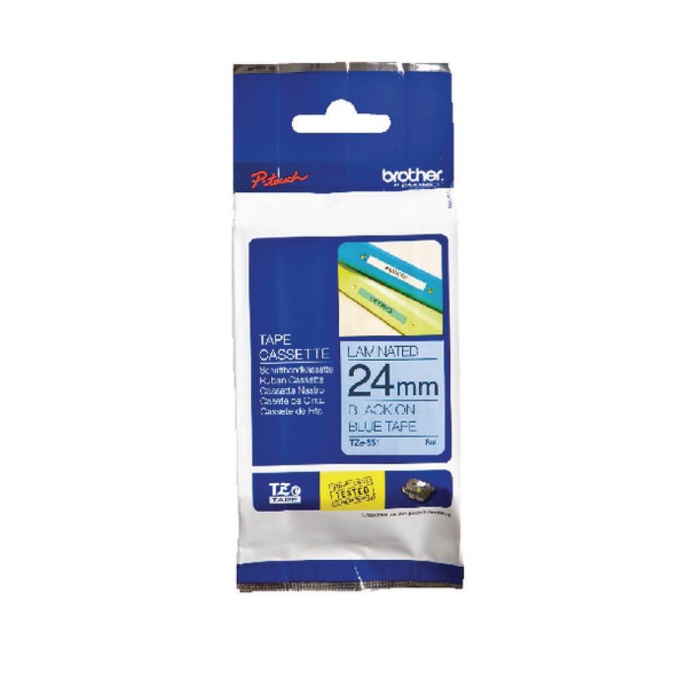 Brother 24mm Black on Blue TZE551 P-Touch Labelling Tape
