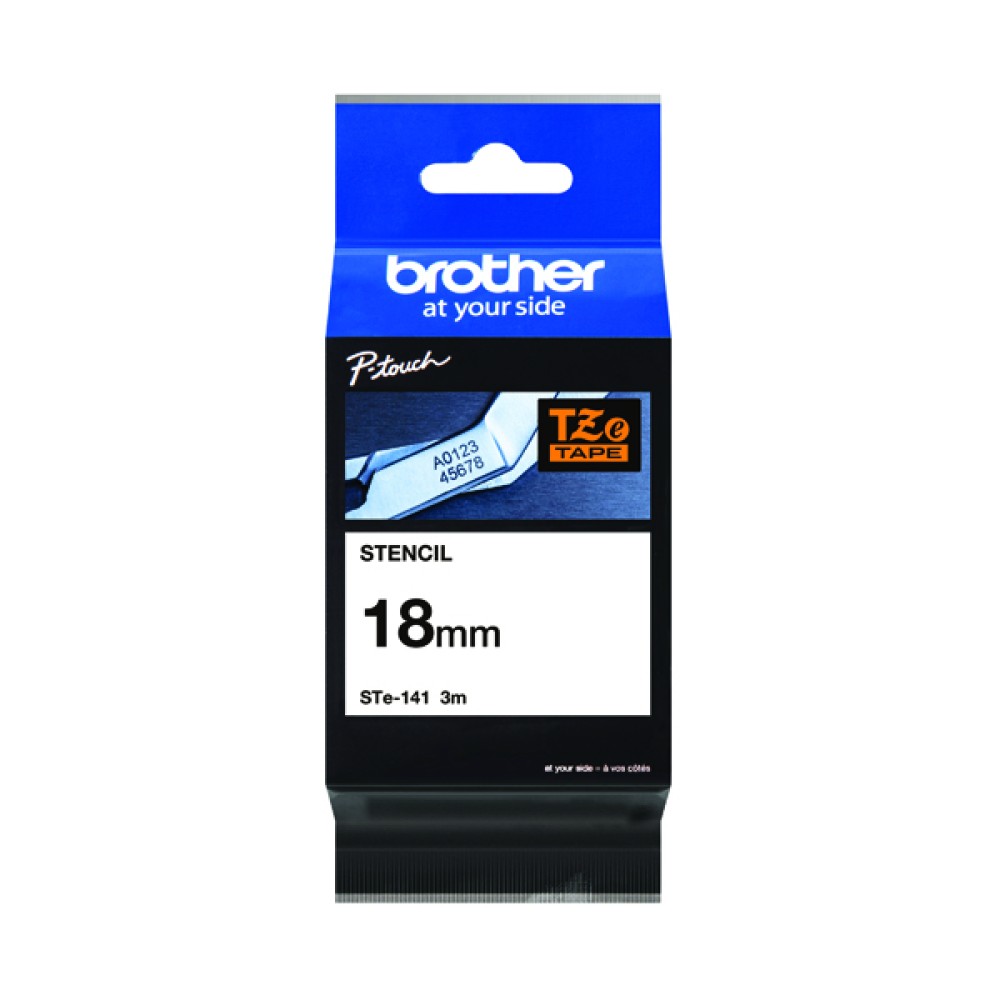 Brother P-Touch 18mm Black on White Labelling Tape 3m STE-141