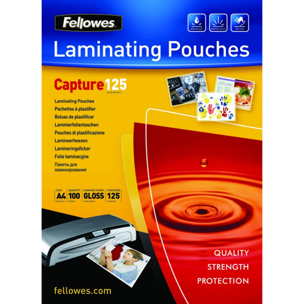 Fellowes A4 Capture Laminating Pouch 250 Micron (100 Pack) 55307401