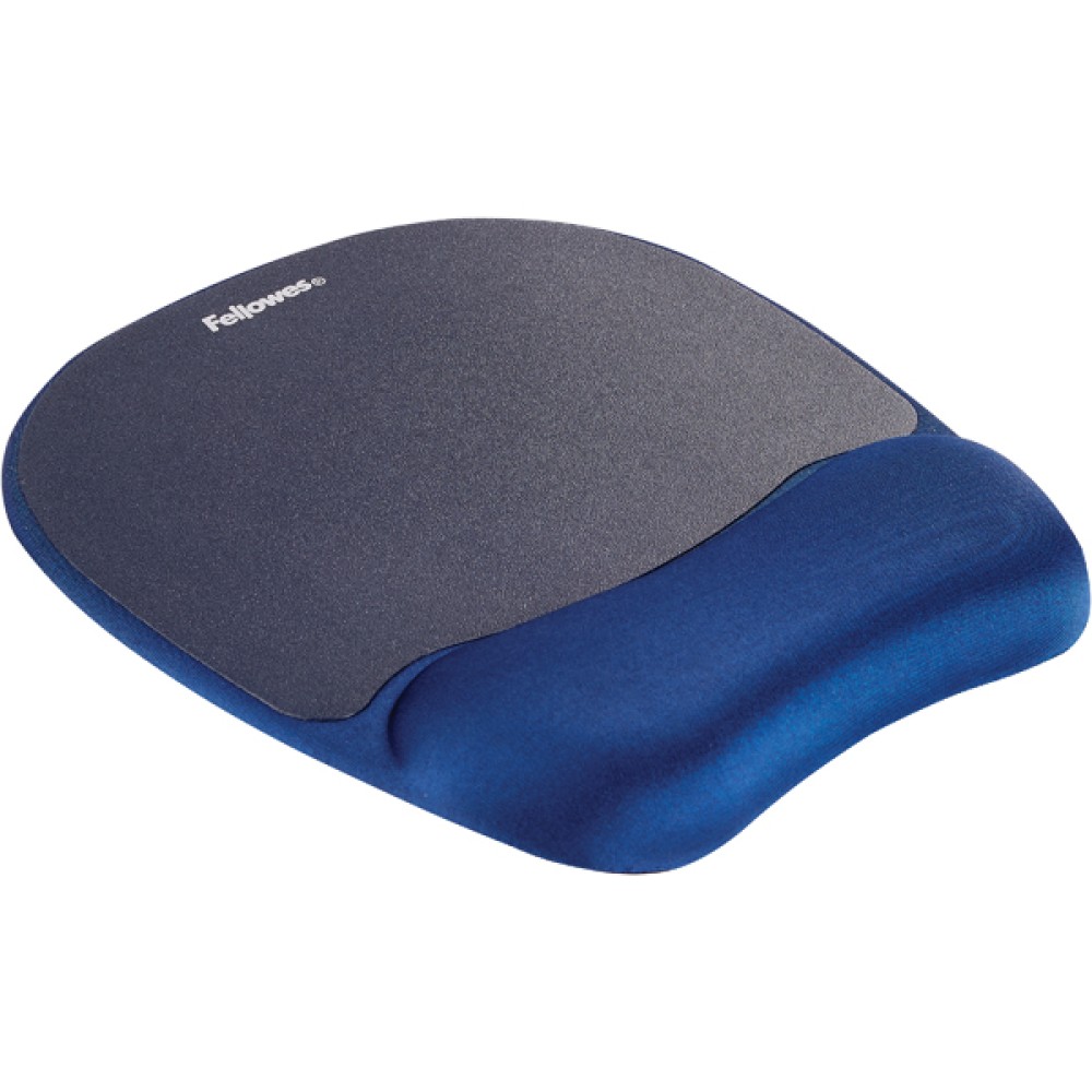Fellowes Memory Foam Mousepad Wrist Support Sapphire Blue 9172801