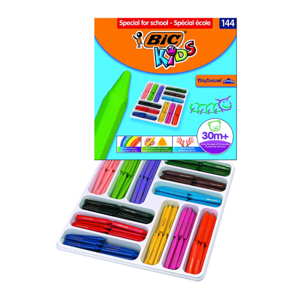 Bic Kids Plastidecor Triangle Crayons Assorted (144 Pack) 887833