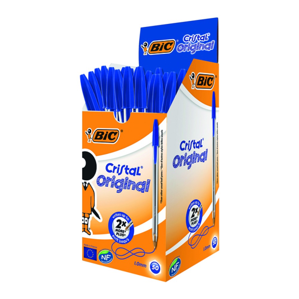 Bic Cristal Ballpoint Pen Medium Blue (50 Pack) 837360