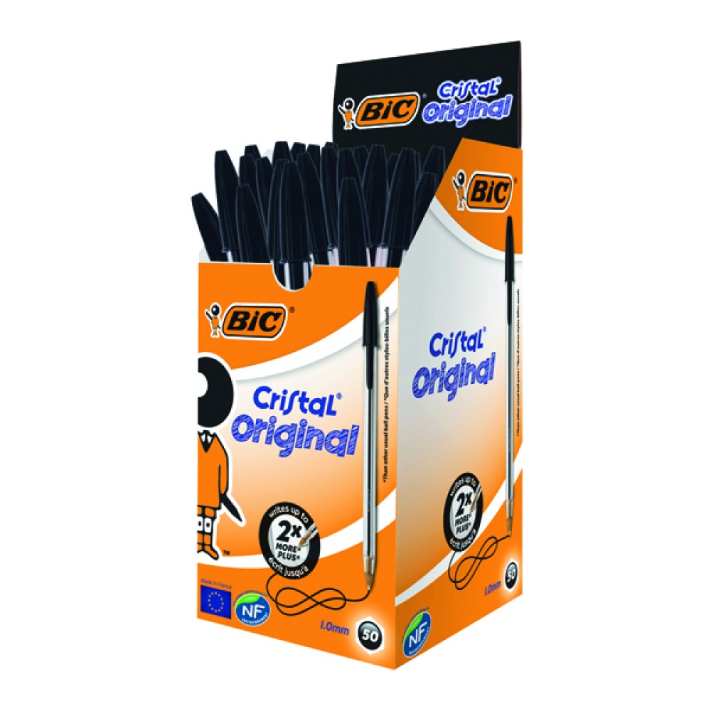 Bic Cristal Ballpoint Pen Medium Black (50 Pack) 837363