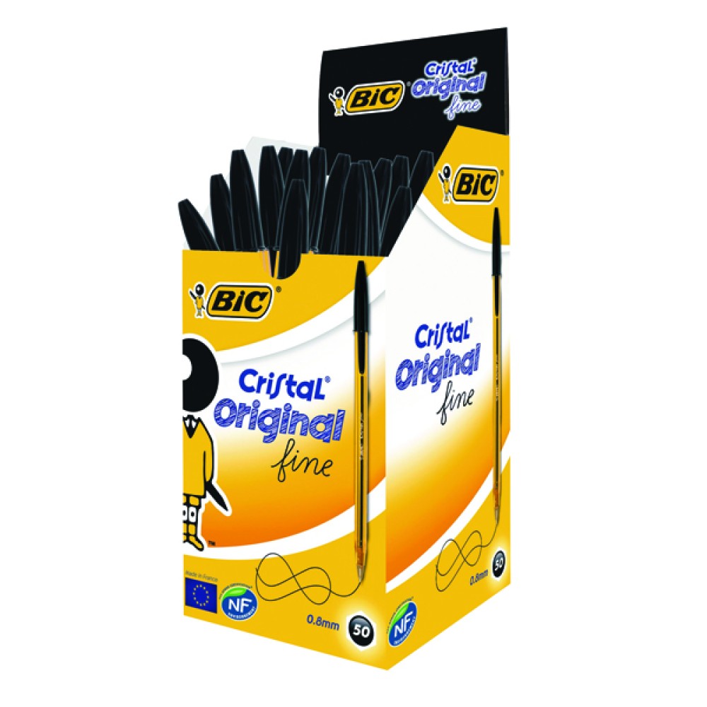 Bic Cristal Fine Ballpoint Pen Black (50 Pack) 872731