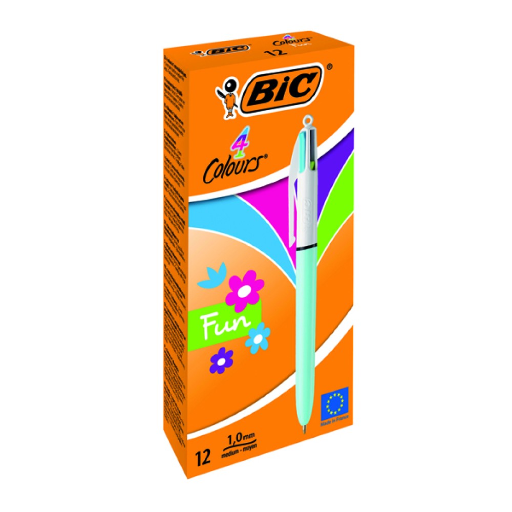 Bic 4 Colours Fun Retractable Ballpoint Pen (12 Pack) 887777