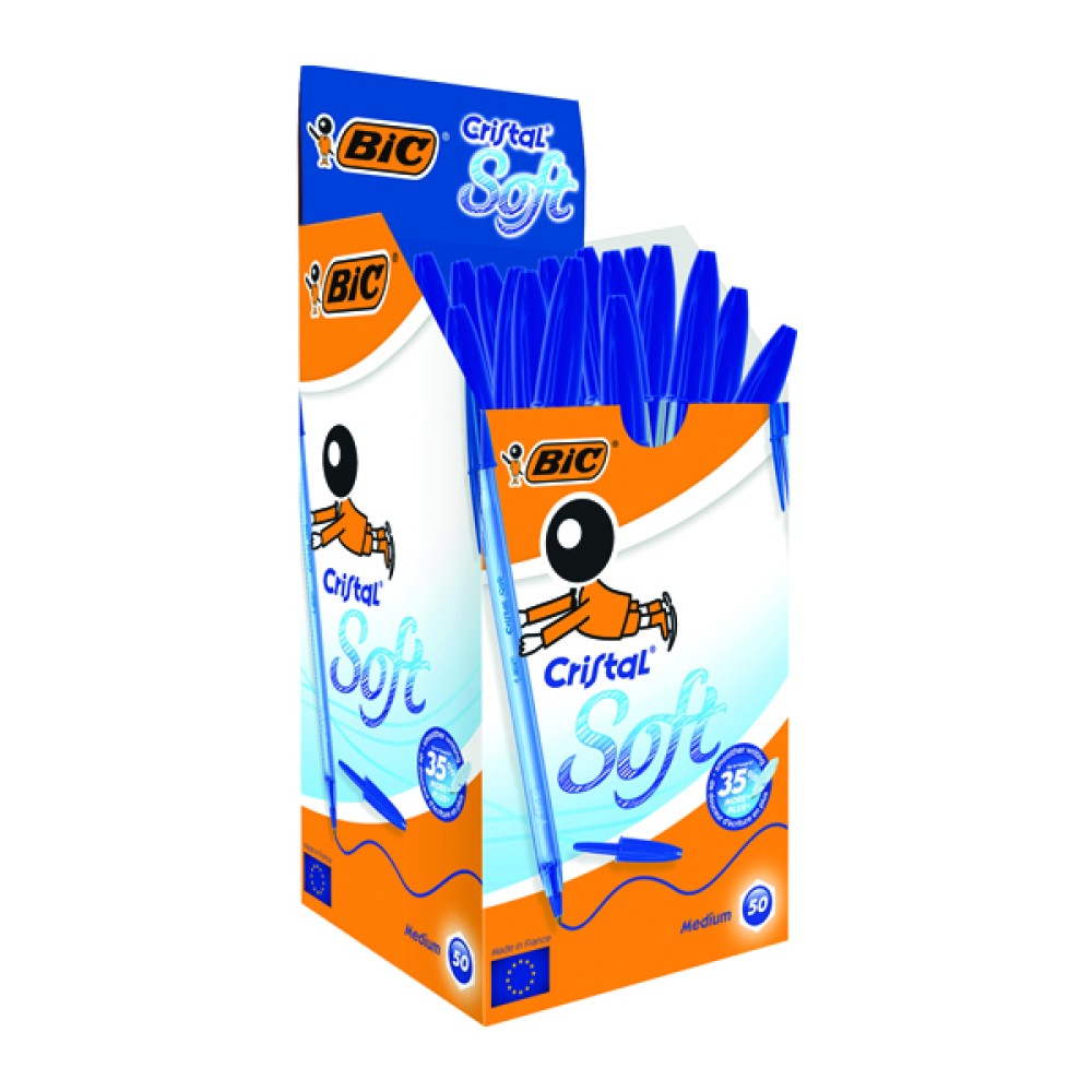 Bic Cristal Soft Ballpoint Pen Medium Blue (50 Pack) 951434