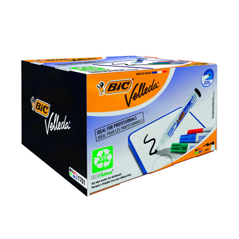 Bic Velleda 1701 Drywipe Marker Bullet Tip Assorted (48 Pack) 927259