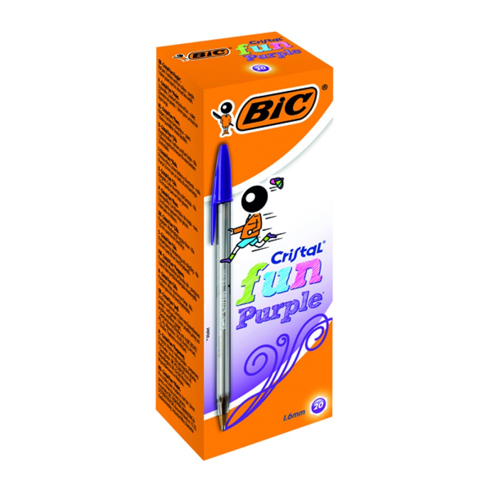 Bic Cristal Fun Ballpoint Pen Large Purple (20 Pack) 929055