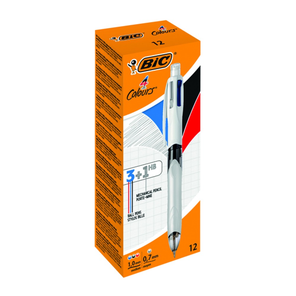 Bic 4 Colours Retractable Ballpoint Pen and Mechanical Pencil (12 Pack) 942104