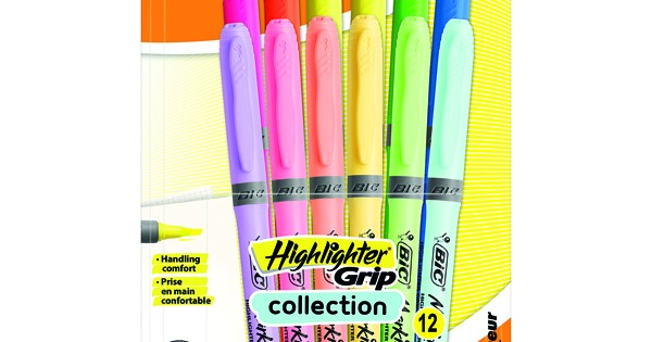 Bic Highlighter Grip Pens Assorted Pastel Colours