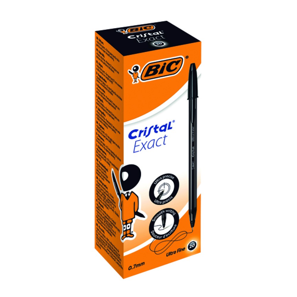 Bic Cristal Ballpoint Pens Ultra Fine 0.7mm Black (20 Pack) 992603