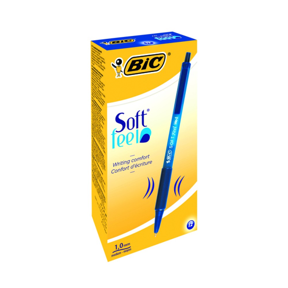 Bic SoftFeel Clic Retractable Ballpoint Pen Blue (12 Pack) 837398