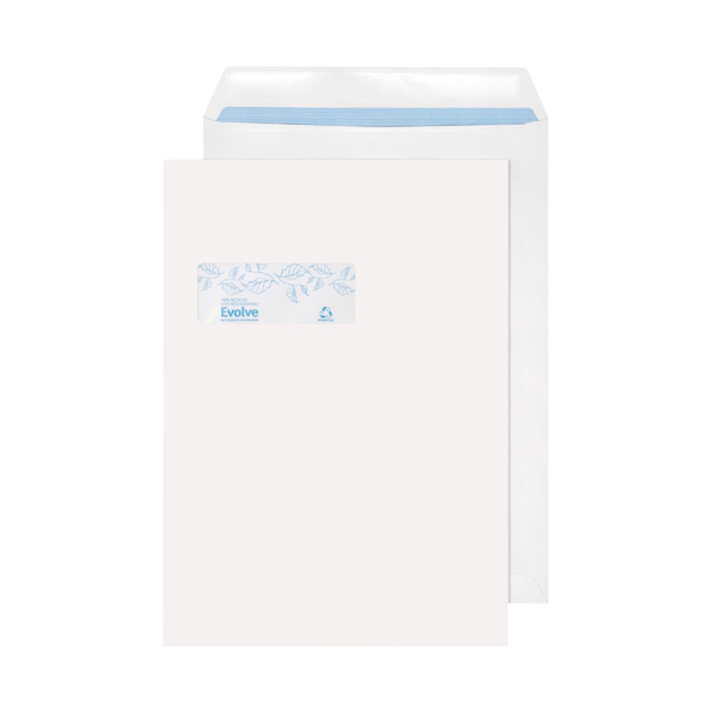 Evolve C4  Envelopes Window Recycled Pocket Self Seal 100gsm White (250 Pack) RD7892
