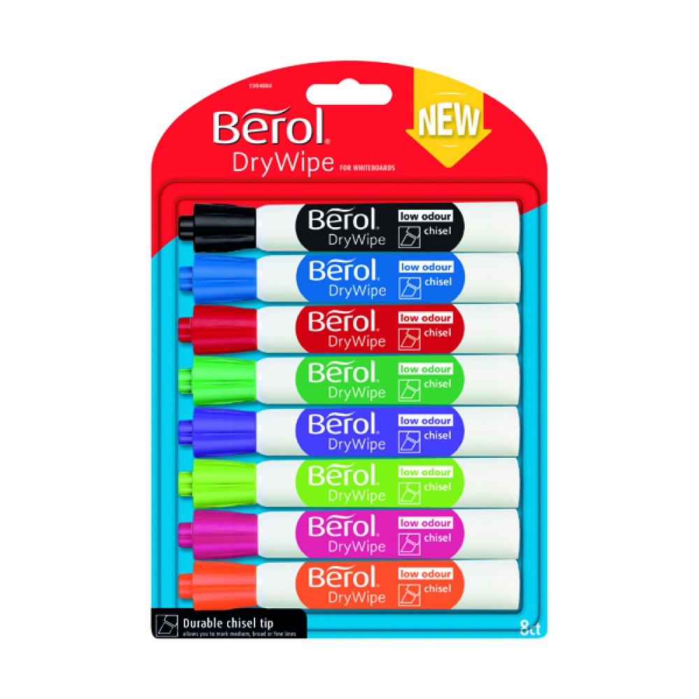 Berol Drywipe Marker Chisel Tip Assorted (8 Pack) 1984884