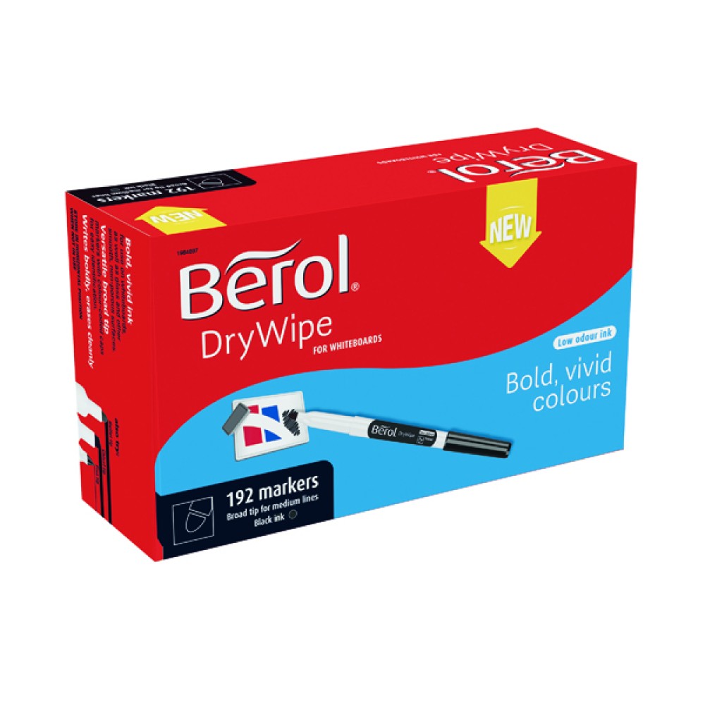 Berol Drywipe Pen Broad Black (192 Pack) 1984897
