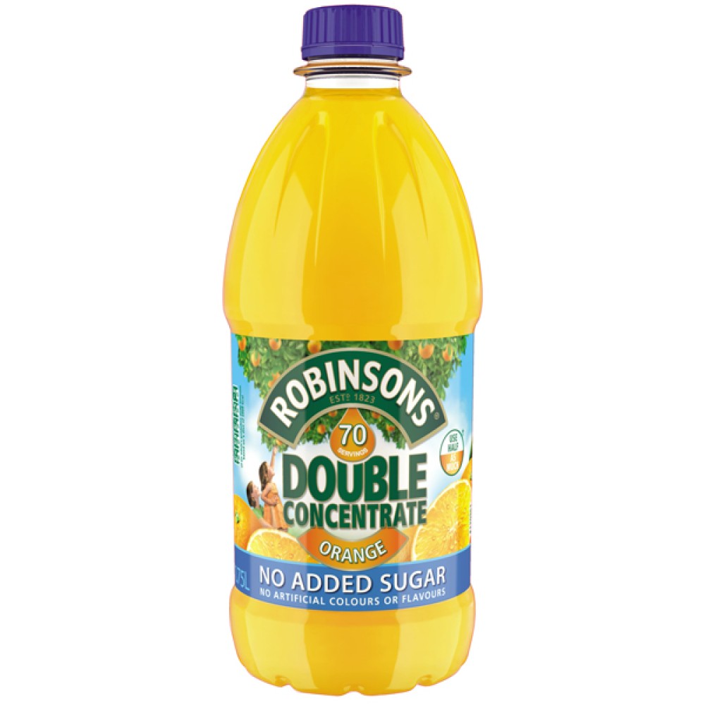 Robinsons Double Concentrate Orange Squash No Added Sugar 1.75 Litre (2 Pack) 402046