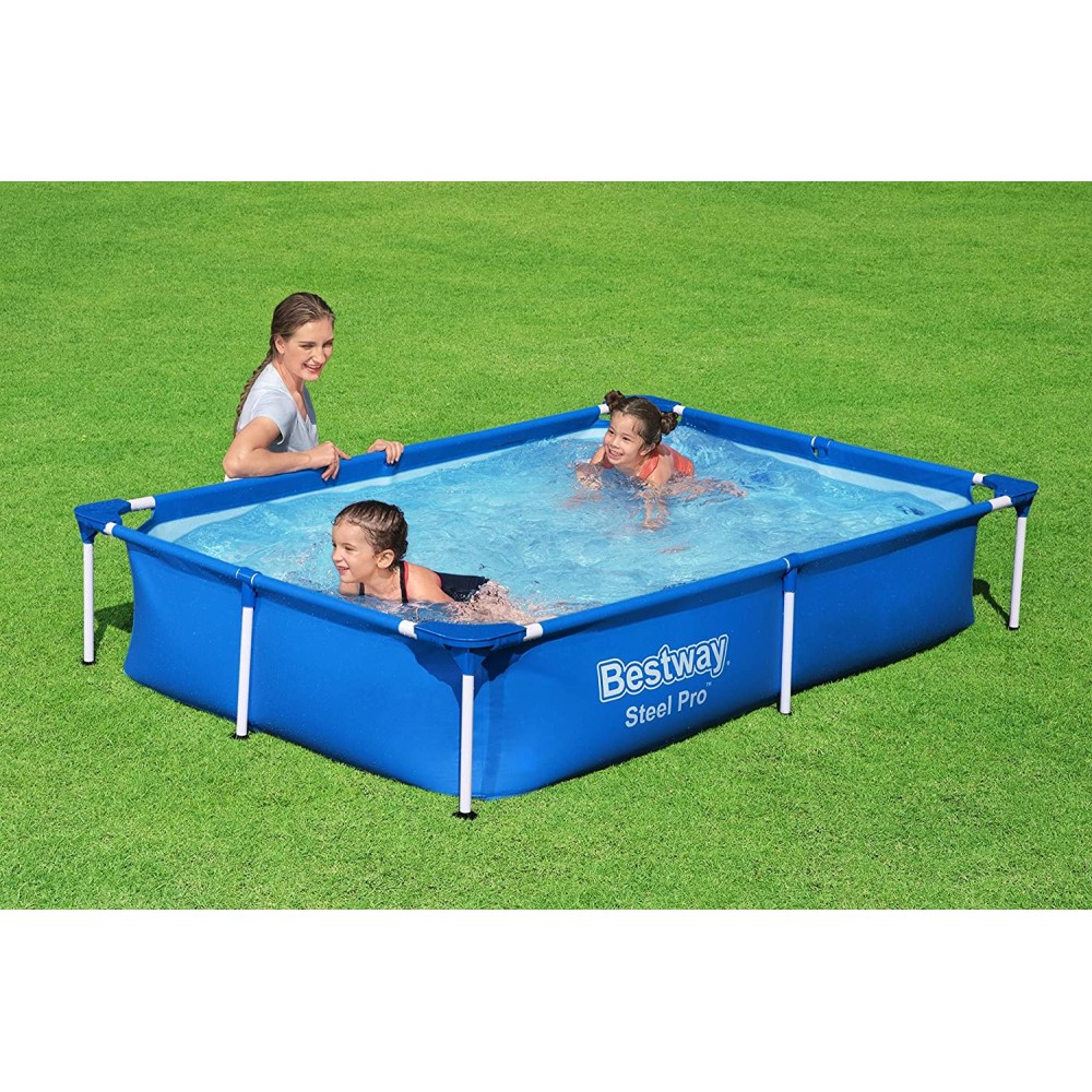 Bestway Steel Pro Above Ground, Splash Paddling Pool for Kids, Blue