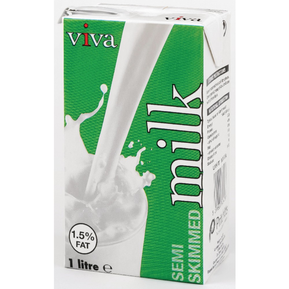 Viva Semi-Skimmed Longlife Milk 1 Litre (12 Pack) A07466