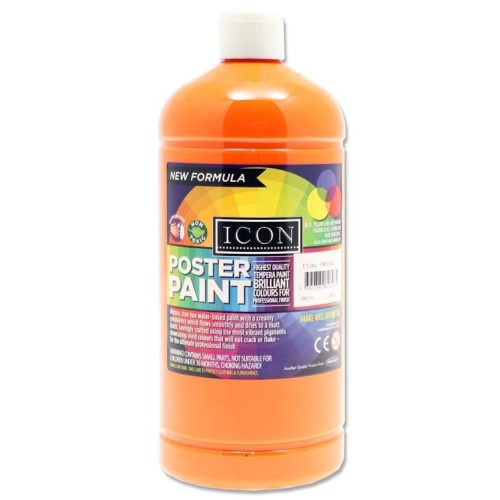 ICON ART 1ltr POSTER PAINT - ORANGE