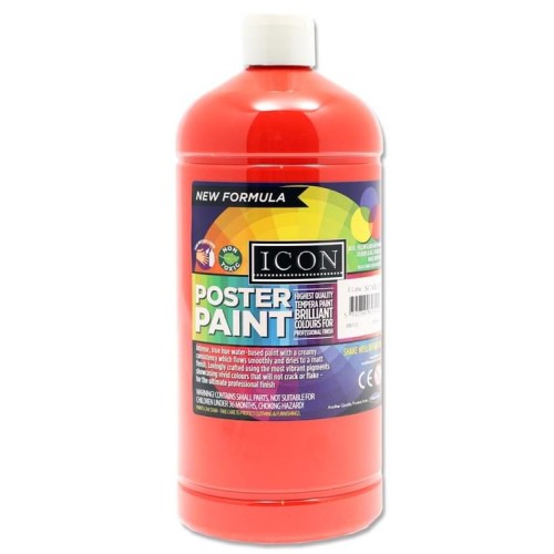 ICON ART 1ltr POSTER PAINT - SCARLET