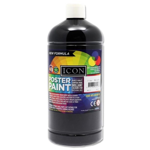 ICON ART 1ltr POSTER PAINT - BLACK