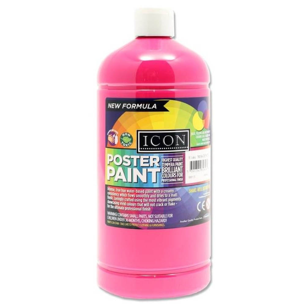 ICON ART 1ltr POSTER PAINT - MAGENTA