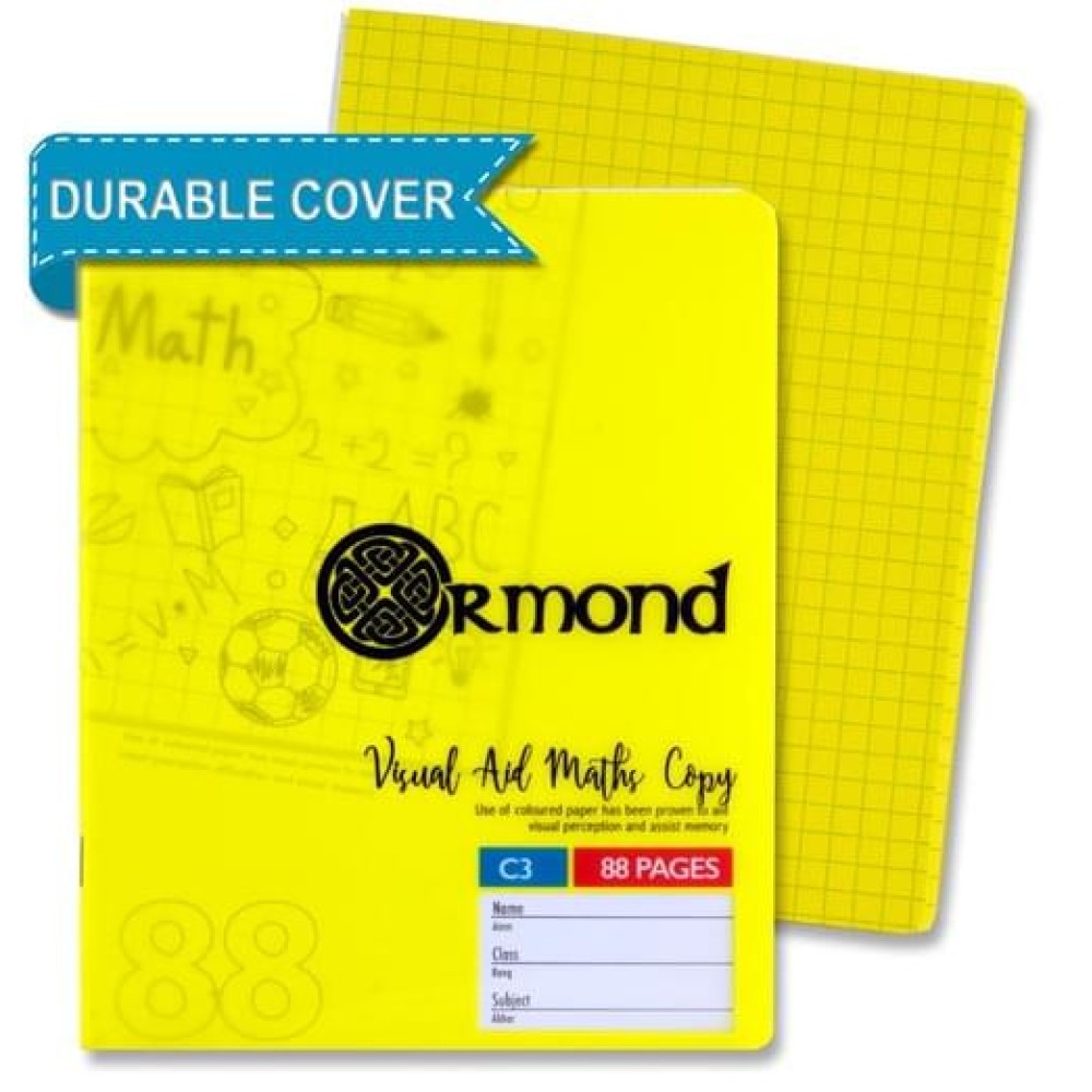 Ormond 88pg C3 - Visual Memory Aid Durable Cover Sum Copy Book - Yellow