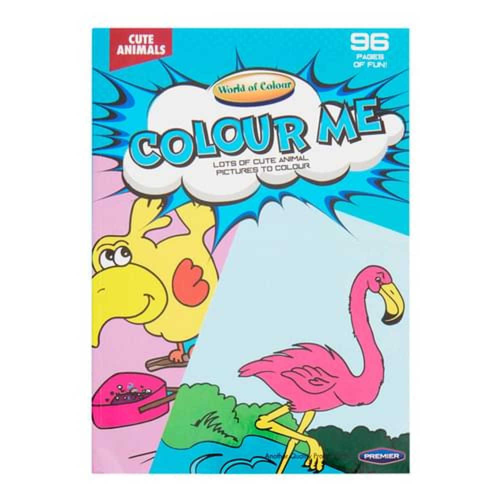 WOC A4 96pg PERFORATED COLOURING BOOK - CUTE ANIMALS