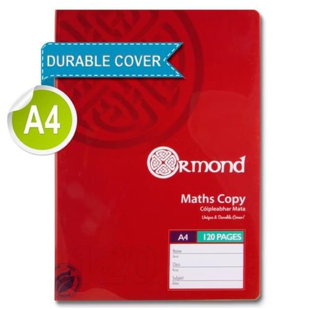 ORMOND A4 120pg DURABLE COVER MATHS COPY BOOK