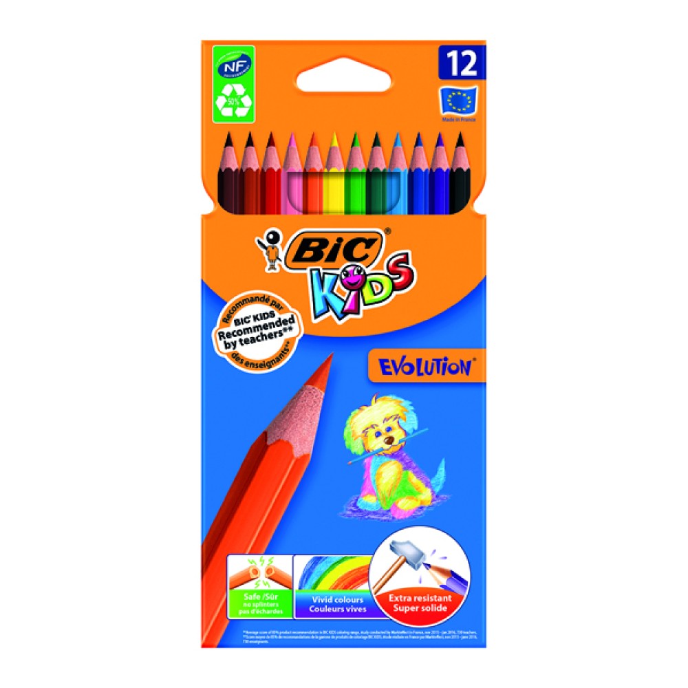 Bic Kids Evolution Ecolutions Colouring Pencils Assorted (12 Pack) 829029