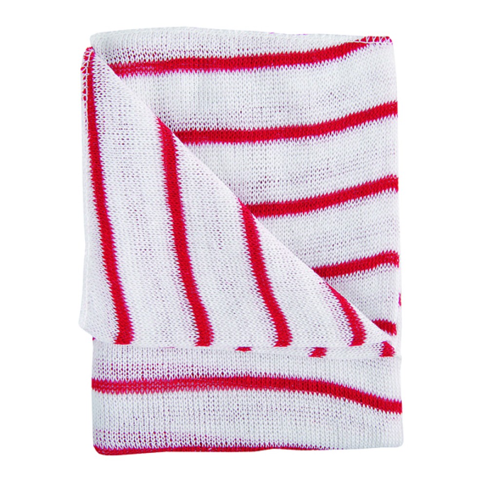 Red and White Hygiene Dishcloths 16x12 Inches (10 Pack) 100755RD
