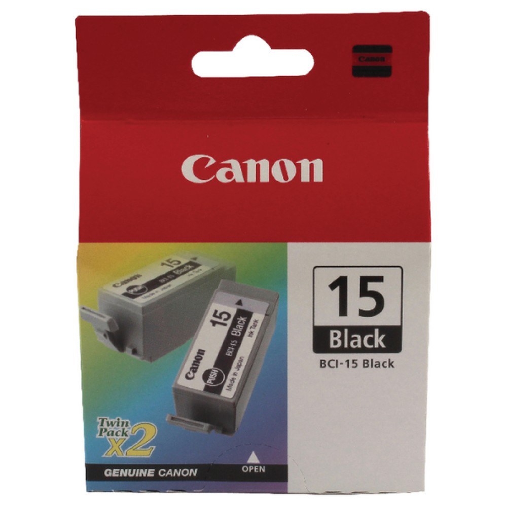 Canon BCI-15BK Black Inkjet Cartridges (2 Pack) 8190A002