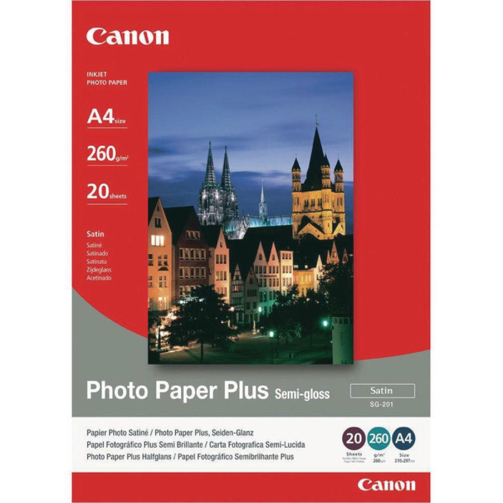 Canon Photo Paper Plus Semi-Gloss A4 260gsm (20 Pack) 1686B021