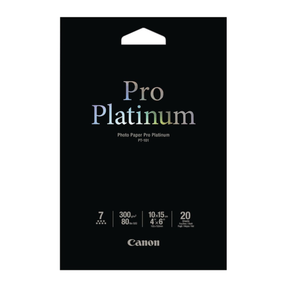 Canon PT-101 4x6 inches Photo Paper Platinum Pro (20 Pack) 2768B013