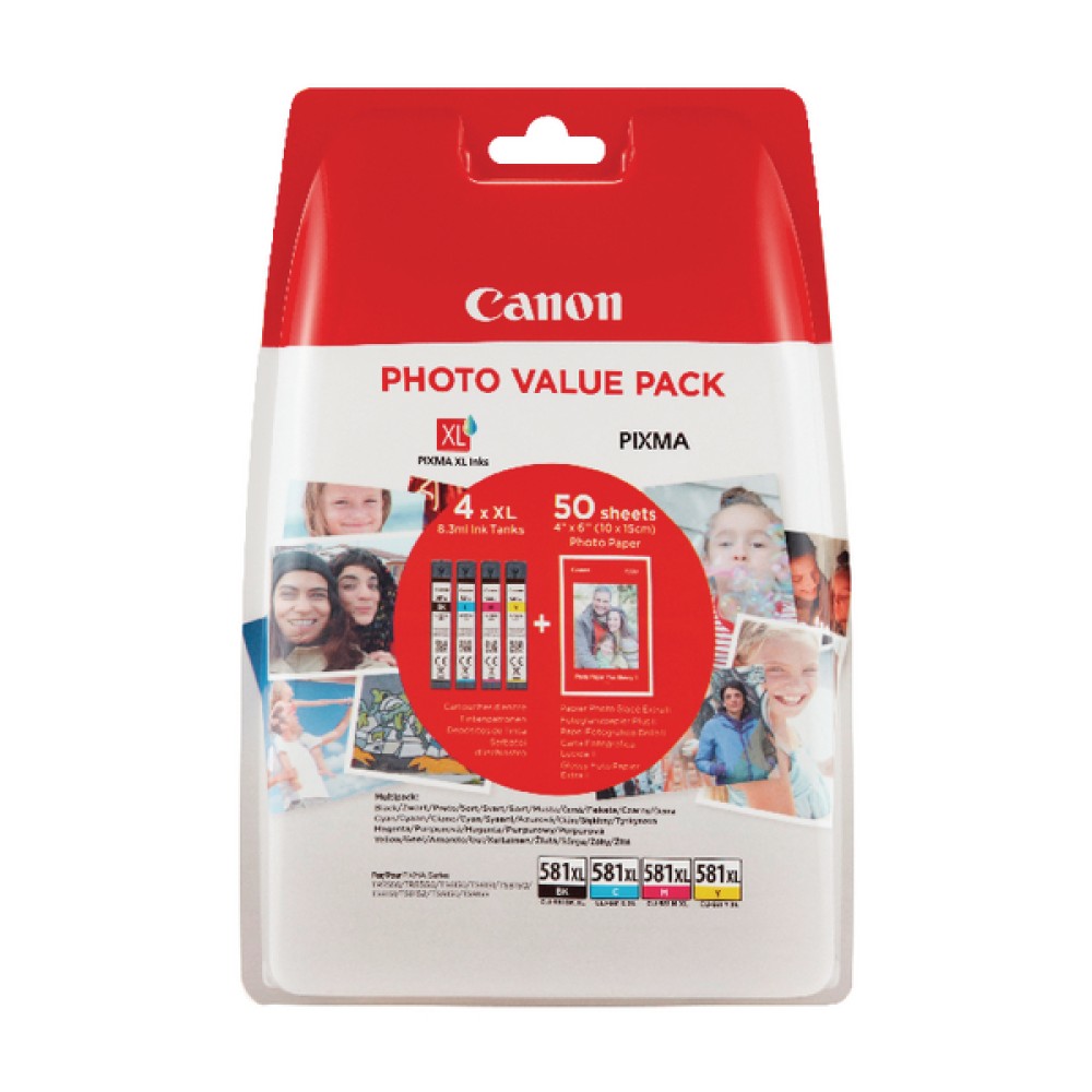 Canon CLI-581XL Black/Cyan/Magenta/Yellow Photo Value Pack 2052C004