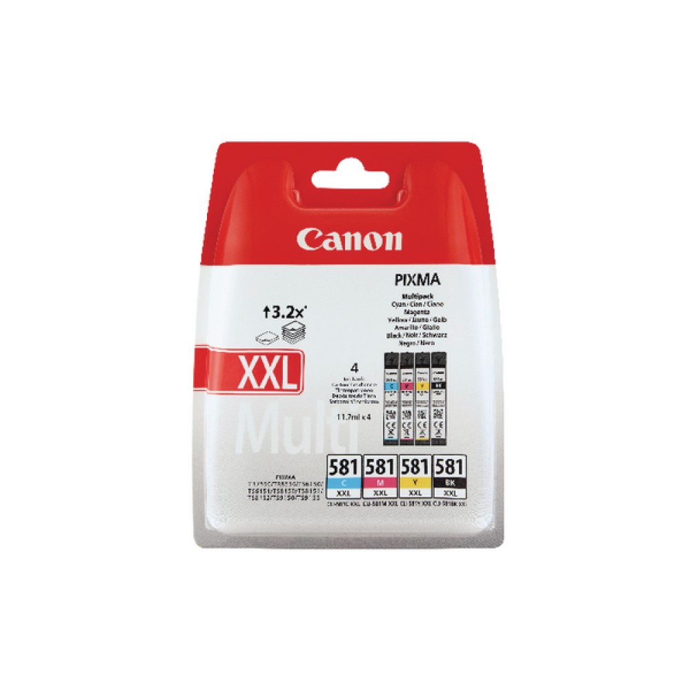 Canon CLI-581XXL Cyan/Magenta/Yellow/Black Ink Cartridge Multi Pack 1998C005
