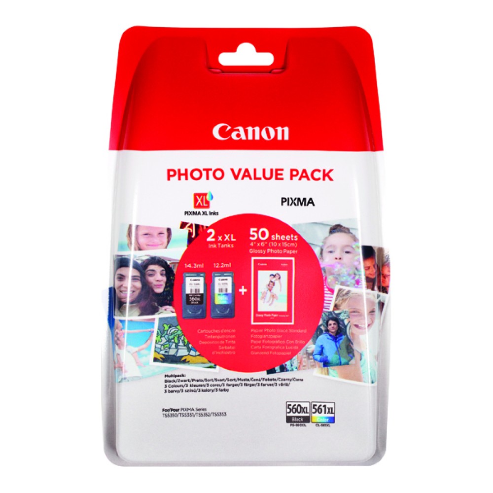 Canon PG-560XL/CL-561 XL CMYK High Yield Ink Cartridge 3712C004