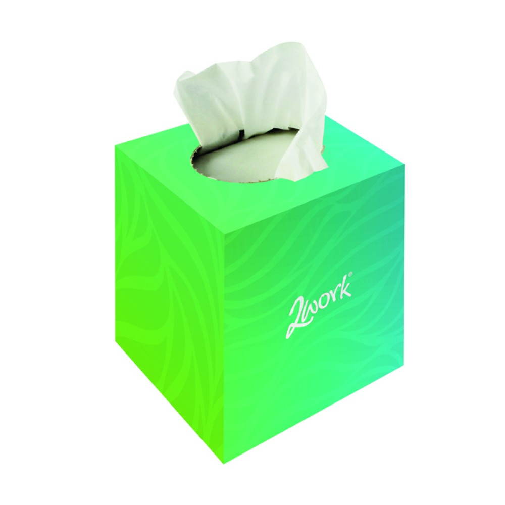 2Work Facial Tissues Cube 70 Sheets (24 Pack) KMAX10010