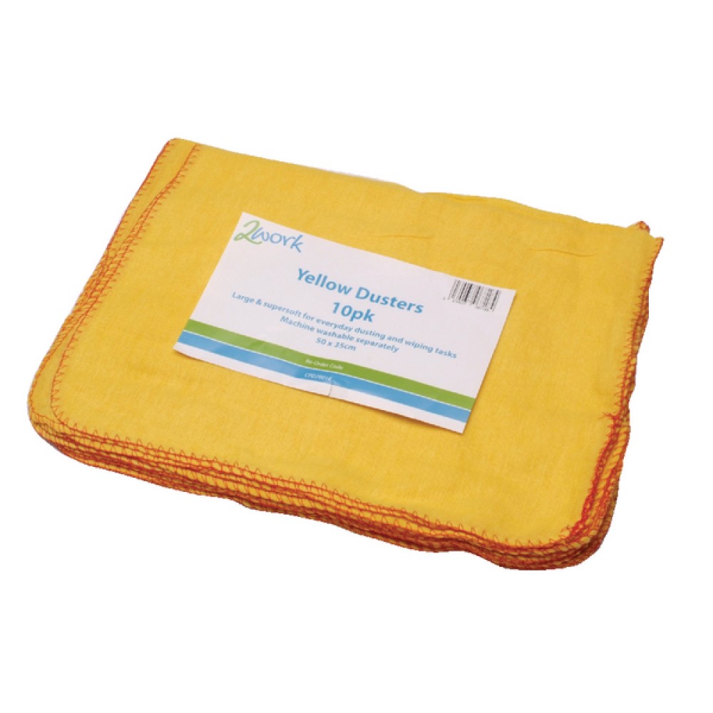 2Work Yellow Duster 508 x 355mm (10 Pack) 103088
