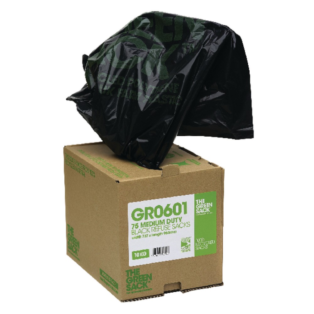 The Green Sack Heavy Duty Refuse Bag in Dispenser Black (75 Pack) GRO601