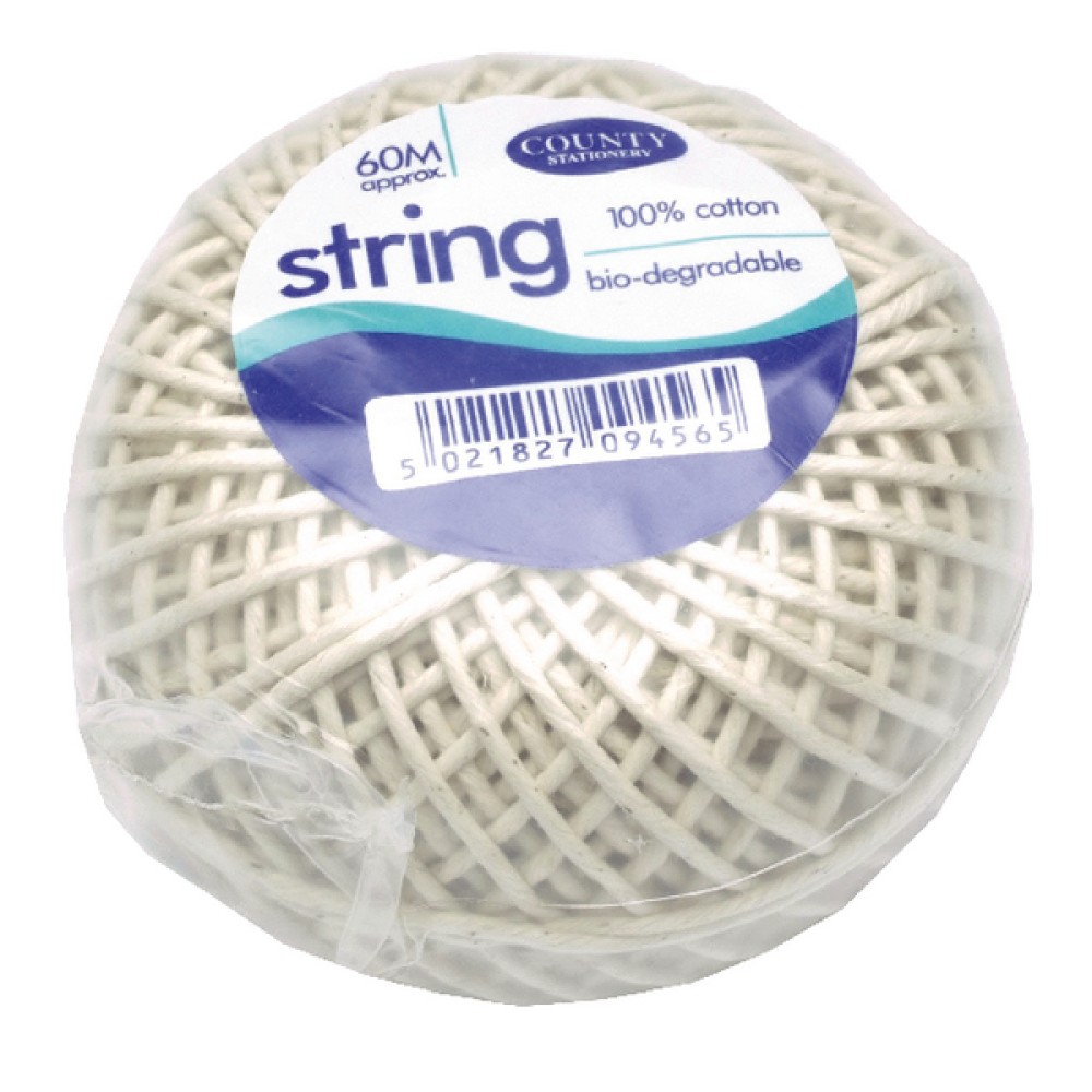 County Cotton String Ball Medium 60m (12 Pack) C176