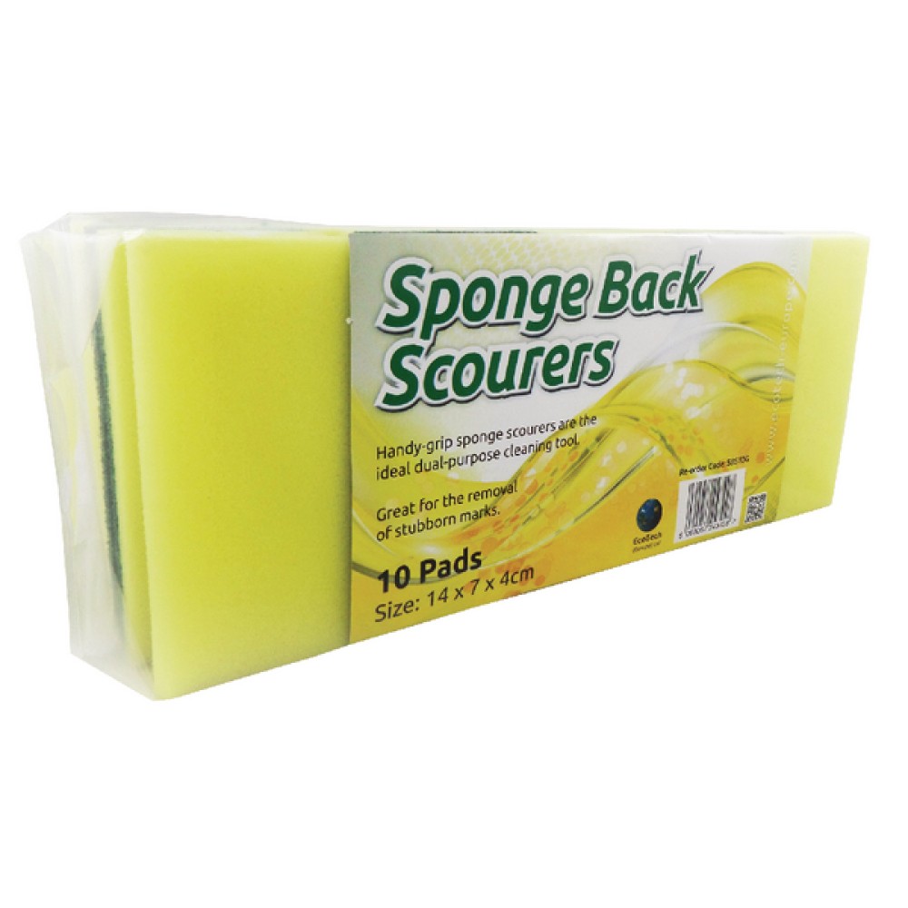 Sponge Back Scourer 140x70x40mm (10 Pack) SBS100G